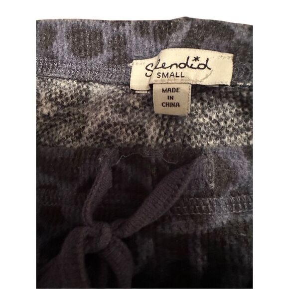 Splendid pj set - long sleeve jogger pants - sz small- leopard thermal waffle bl - Picture 8 of 12